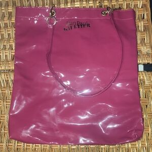Jean Paul Gaultier Limited Edition hot Pink Leather Tote With Gold Accent.